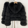 OFTBUY Fluffy Natural Fox Fur Coat Female New Autumn Winter Thickened Warm Clothes Women Long Sleeves Short Real Fur Jacket Lady