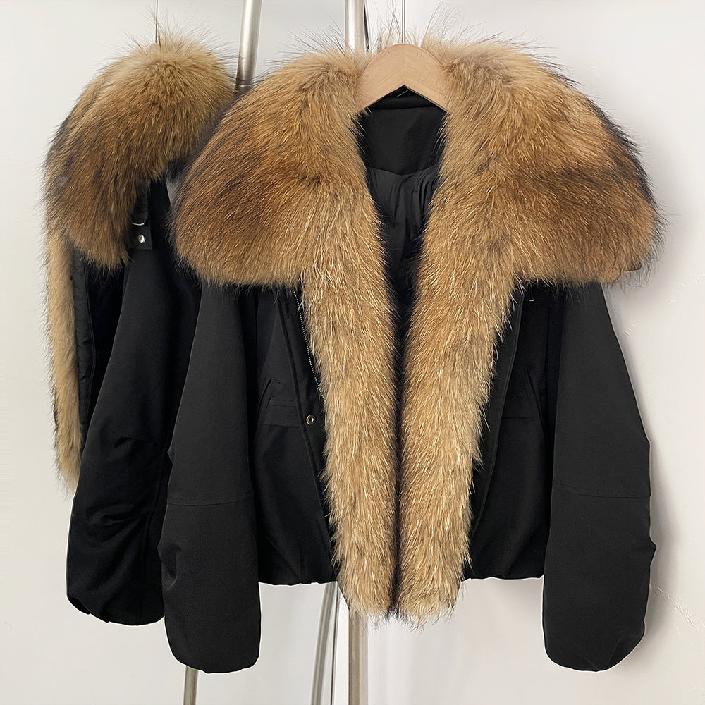 OFTBUY New Winter Warm Thickened Clothing Female Natural Fur Puffer Jacket Women's Dcuk Down Coat with Big Real Fox Fur Collar