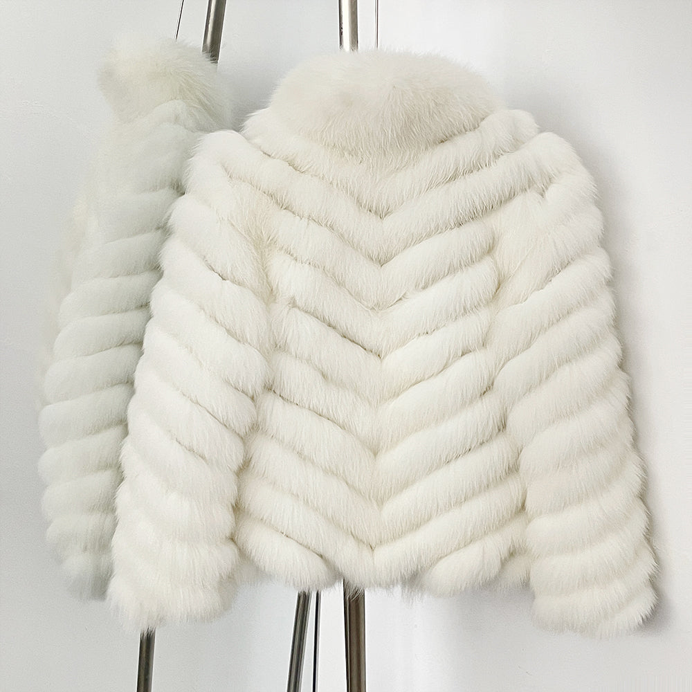 OFTBUY 2-in-1 Reversible Luxury Jacket - 100% Real Fox Fur Coat & Windproof Winter Parka