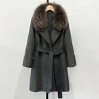 OFTBUY Fashion Female Luxury Cashmere Wool Jacket Autumn Winter Warm Natural Fox Fur Collar Women's Woolen Blends Coat