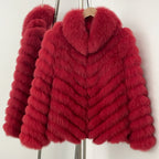 OFTBUY 2-in-1 Reversible Luxury Jacket - 100% Real Fox Fur Coat & Windproof Winter Parka