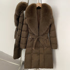 OFTBUY New Winter Real Fox Fur Long Clothes Women Belt Thickened Warm Natural Fur Duck Down Female Luxury Fashion Puffer Jacket