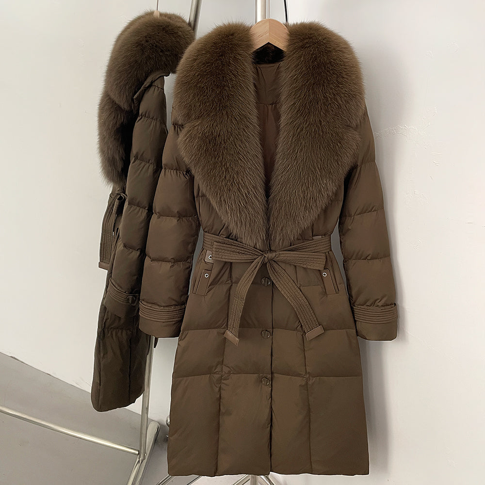 OFTBUY New Winter Real Fox Fur Long Clothes Women Belt Thickened Warm Natural Fur Duck Down Female Luxury Fashion Puffer Jacket