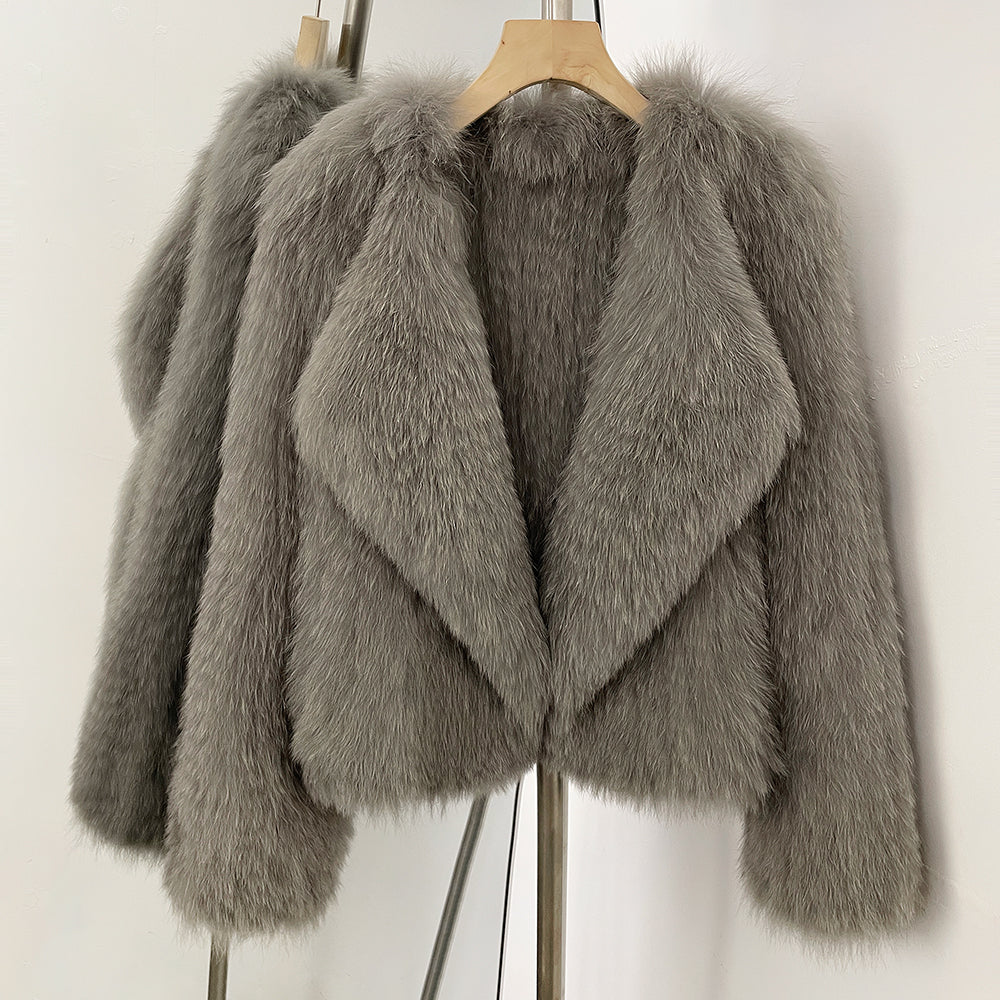OFTBUY Luxury Short Natural Fox Fur Jacket Female New Autumn Winter Warm Top Clothes Women Weaving Thick Fluffy Real Fur Coat