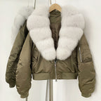 OFTBUY Short Thickened Warm Puffer Jacket Female New Autumn Winter Real Fox Fur Collar Clothes Women Natural Fur Duck Down Coat