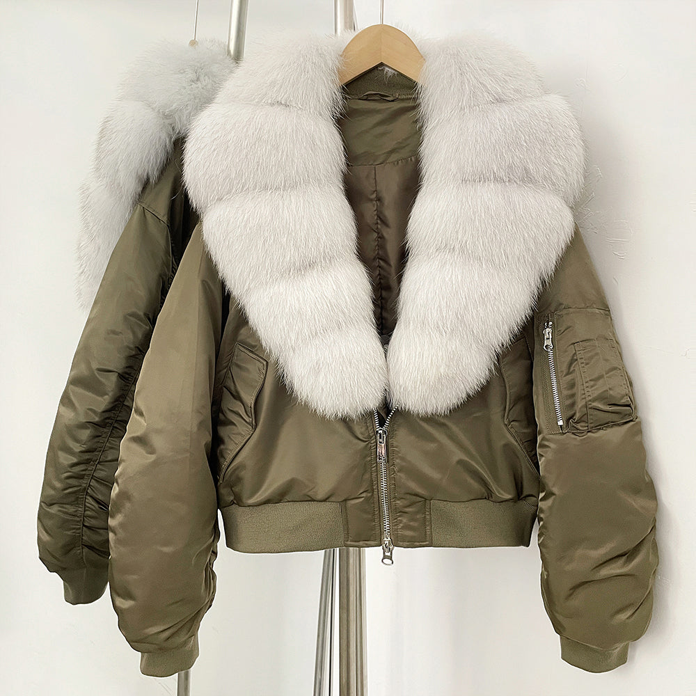 OFTBUY Short Thickened Warm Puffer Jacket Female New Autumn Winter Real Fox Fur Collar Clothes Women Natural Fur Duck Down Coat