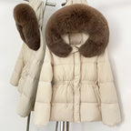 OFTBUY Hooded Long Sleeves Real Fur Duck Down Coat Female New Autumn Winter Warm Clothes Women Natural Fox Fur Puffer Jacket