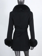 OFTBUY Double-sided Wool Coat Female New Autumn Winter Real Fox Fur Clothes Women Detachable Fur Cuffs Woolen Cashmere Jacket