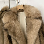 OFTBUY Luxury Oversized Lapel Faux Fur Jacket - Premium Vegan Fur Short Coat for Winter Glamour