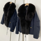 OFTBUY Down Jacket Women Real Fox Fur Collar Autumn Winter White Duck Down Coat Warm Puffer Jacket Female Waterproof  Feathers
