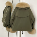 OFTBUY Fashion Big Real Fox Fur Collar Down Coat New Waterproof Autumn Winter Clothes Women Warm Fur Cuffs Puffer Jacket Female