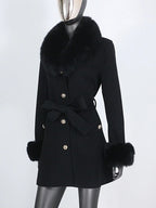 OFTBUY Double-sided Wool Coat Female New Autumn Winter Real Fox Fur Clothes Women Detachable Fur Cuffs Woolen Cashmere Jacket