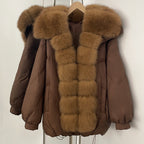 OFTBUY New Autumn Winter Thickened Warm Clothes Women Loose Big Real Fox Fur Goose Down Coat Female Natural Fur Puffer Jacket