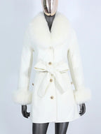 OFTBUY Double-sided Wool Coat Female New Autumn Winter Real Fox Fur Clothes Women Detachable Fur Cuffs Woolen Cashmere Jacket