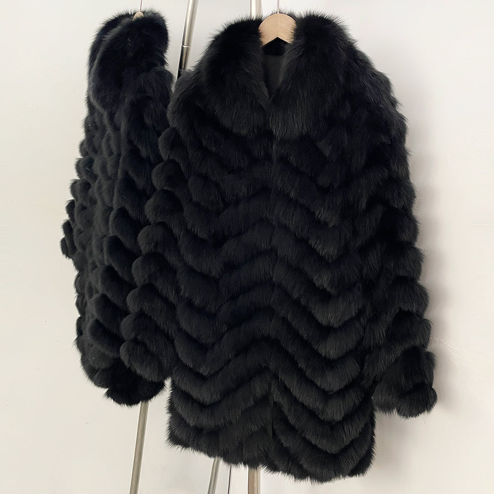 OFTBUY 2-in-1 Reversible Luxury Jacket - 100% Real Fox Fur Coat & Windproof Winter Parka