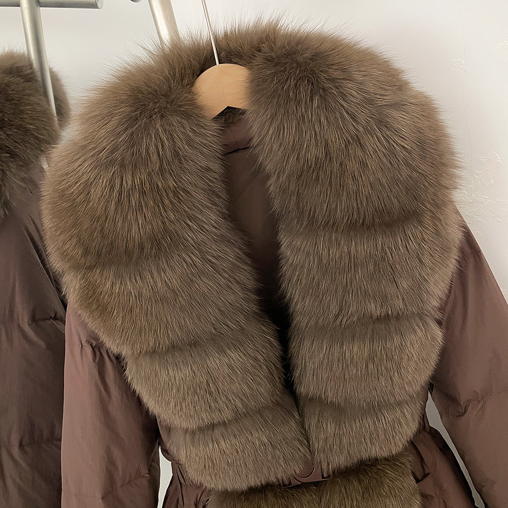 OFTBUY Big Natural Fox Fur Collar Puffer Jacket Female New Autumn Winter Thick Warm Clothes Women Fluffy Real Fur Duck Down Coat