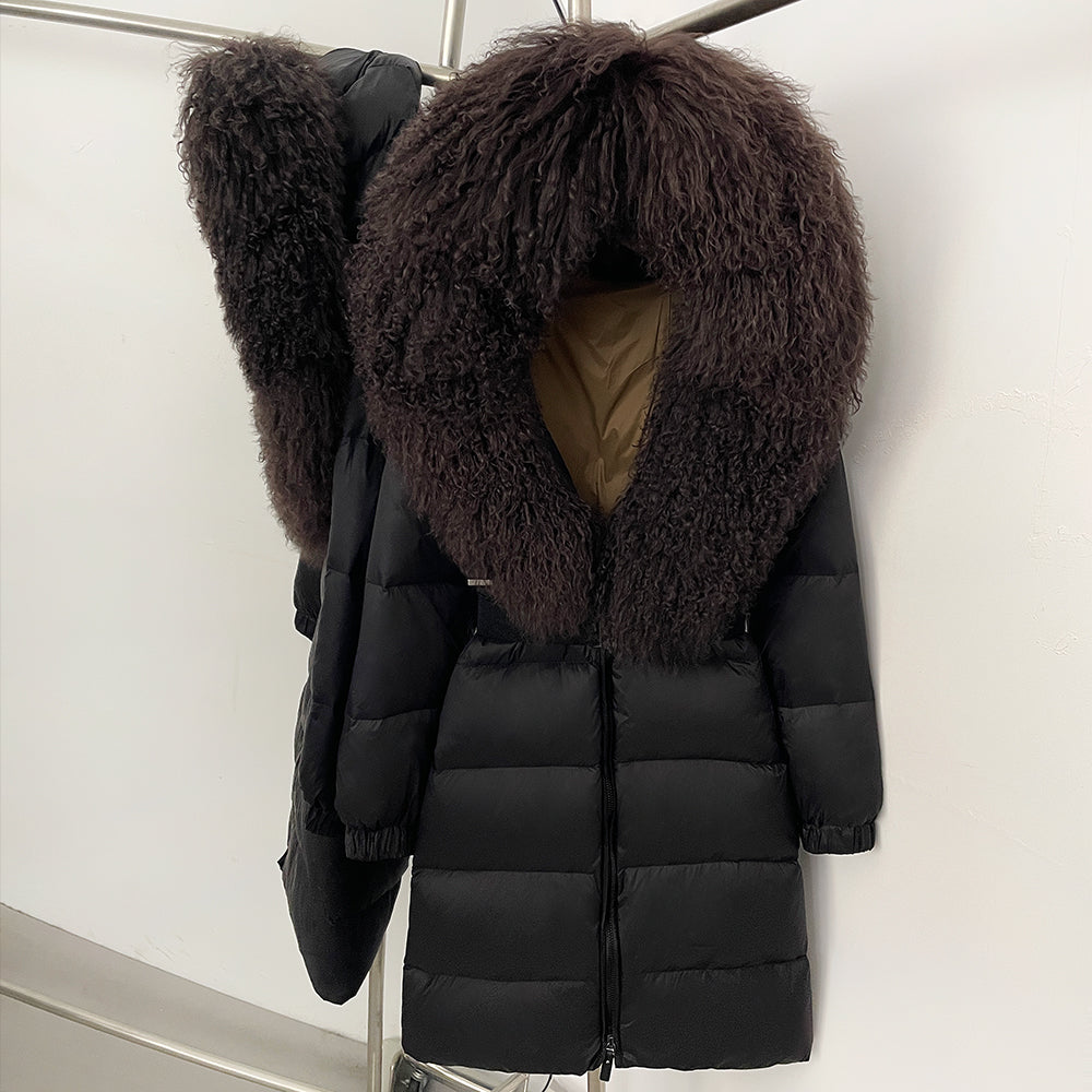 OFTBUY Warm Long Puffer Jacket Female New Winter Clothes Women Fashion Luxury Duck Down Coat with Real Mongolia Sheep Fur Collar