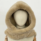 OFTBUY Thick Warm Windproof Natural Rabbit Fur Hat with Scarf Women New Winter Cute Cycling Cap Child Fluffy Rea Fur Neckerchief
