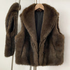 OFTBUY New Autumn Winter Clothes Women Thick Warm Artificial Fur Vest Coat Lapel Faux Fur Sleeveless Waistcoat Fake Fur Jakcet Female