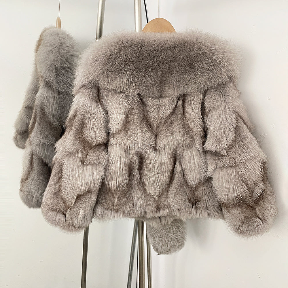 OFTBUY New Arrival Women Real Natural Fox Fur Coats Autumn Winter Wholeskin Fox Fur Short Jacket Warm Real Fox Fur Overcoats