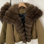 OFTBUY Short Thickened Warm Natural Fur Collar Down Coat Female Winter Long Sleeve Top Clothes Women Luxury Puffer Jacket