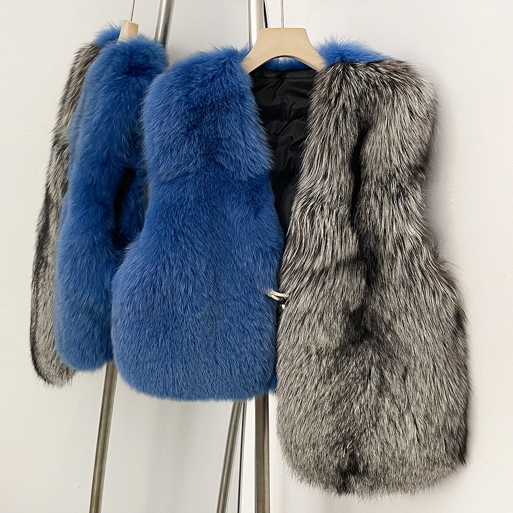 OFTBUY Spelling Sleeveless Real Raccoon Fur Waistcoat Jacket Women Fashion Thick Warm Outwaer Natural Fox Fur Vest Coat Female