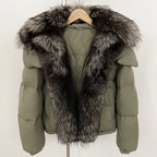 OFTBUY Ultra-Luxury 90% Duck Down Puffer Jacket with Oversized Real Fox & Raccoon Fur Collar