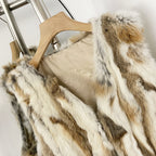 OFTBUY New Autumn Winter Clothes Outerwear Women Natural Patchwork Real Rex Rabbit Fur Vest V-Neck Natural Fur Waistcoat Female