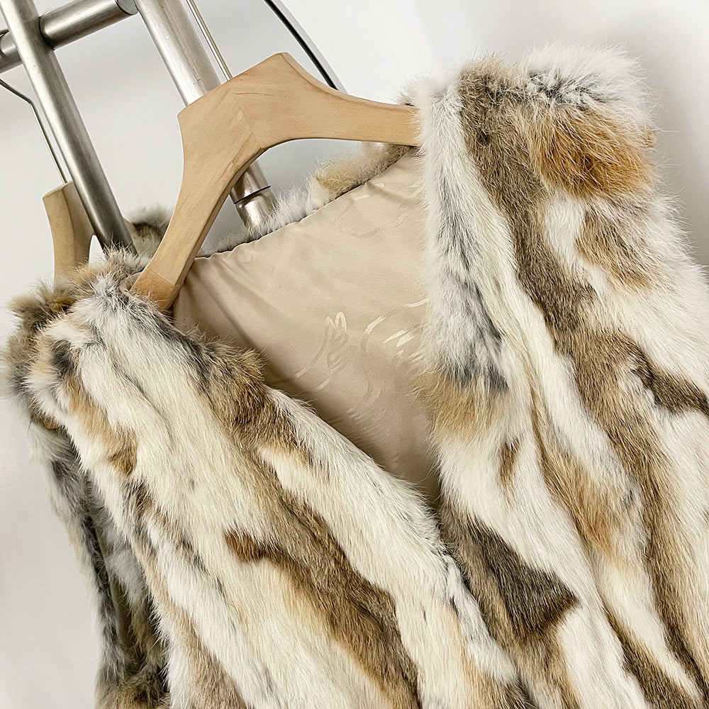 OFTBUY New Autumn Winter Clothes Outerwear Women Natural Patchwork Real Rex Rabbit Fur Vest V-Neck Natural Fur Waistcoat Female