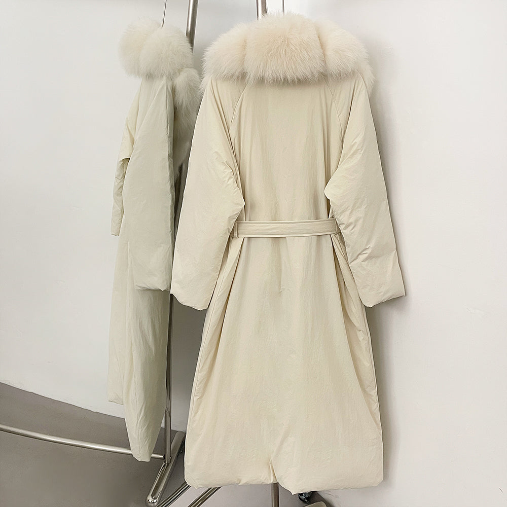 OFTBUY Real Fox Fur Collar Fluffy Puffer Jacket Female New Long Winter Down Clothing Women Thickened Warm White Duck Down Coat