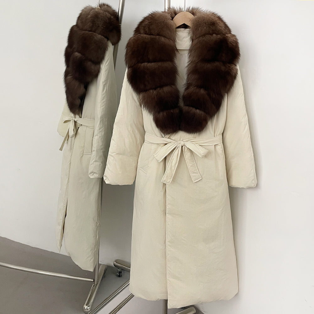 OFTBUY Real Fox Fur Collar Fluffy Puffer Jacket Female New Long Winter Down Clothing Women Thickened Warm White Duck Down Coat
