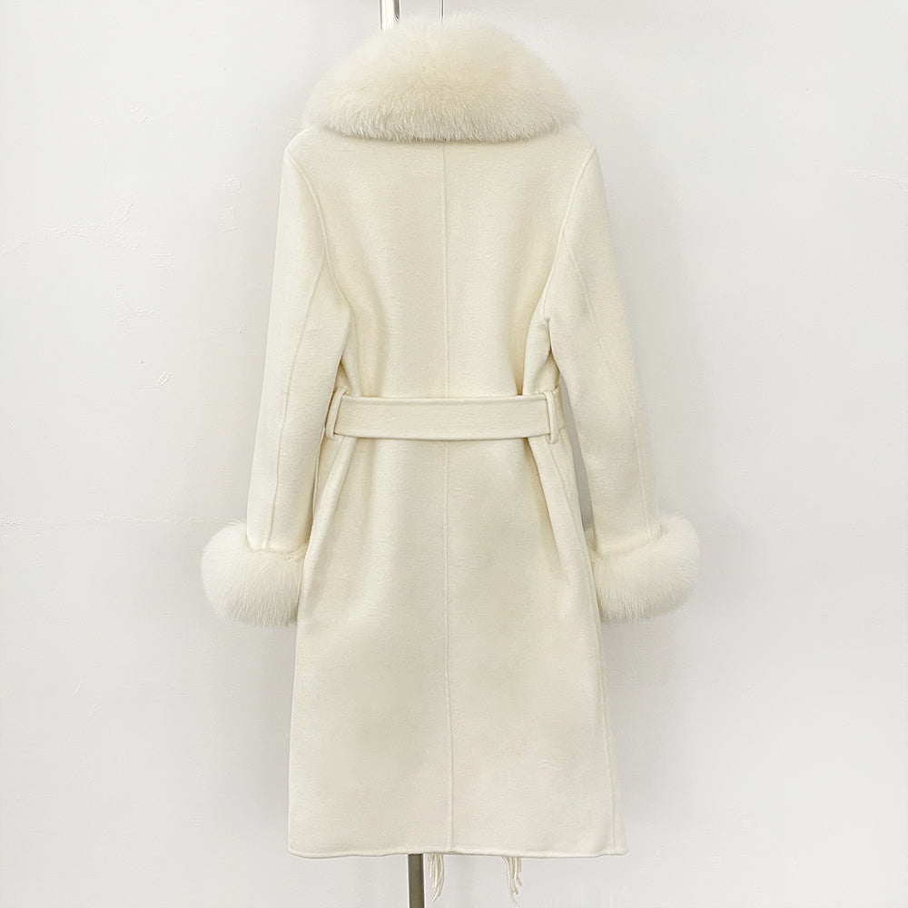 OFTBUY Short Real Fox Fur Wool Coat New Autumn Winter Clothes Women Fashion Natural Fur Woolen Jacket Female Tassel Overcoat