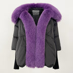 OFTUBY White Duck Down Jacket Winter Women Warm Loose Coat Natural Real Fox Fur Collar Thick Luxury Outerwear New Fashion