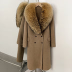 OFTBUY Woolen Coat Female Women's Luxury Double-Faced Wool Jacket Winter Oversize Real Fox Fur Double Breasted Elegant Outerwear