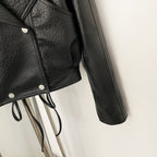 OFTBUY Women's Black Faux Leather Cropped Moto Jacket Asymmetric Zip PU Biker Coat Female New Autumn Vintage Punk Outerwear
