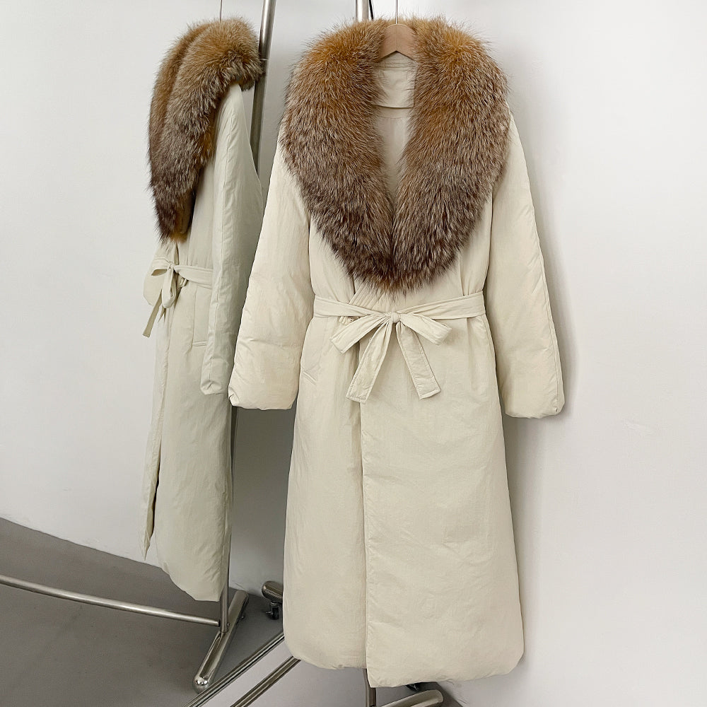 OFTBUY Real Fox Fur Collar Fluffy Puffer Jacket Female New Long Winter Down Clothing Women Thickened Warm White Duck Down Coat