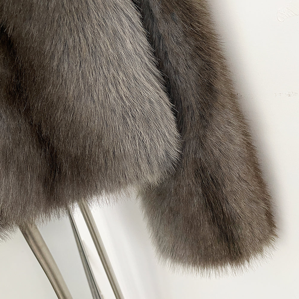 OFTBUY Luxury Collarless Faux Fur Jacket - Chic Short Fluffy Vegan Fur Coat for Women