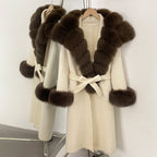 OFTBUY New Autumn Winter Warm Woolen Clothes Women Long Sleeves Cashmere Woolen Jacket Luxury Real Fox Fur 100% Wool Coat Female