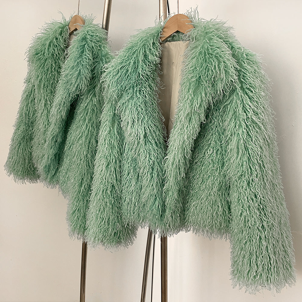 OFTBUY Wholesale Faux Fur Coat Female Artificial Mongolian Sheep Fur Fluffy Jacket Women New Winter Thickened Warm Outerwear Lady