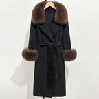 OFTBUY Fashion Warm Top Clothing Women Real Fur Wool Coat Female New Autumn Winter Wool Jacket with Natural Fur Collar and Cuffs