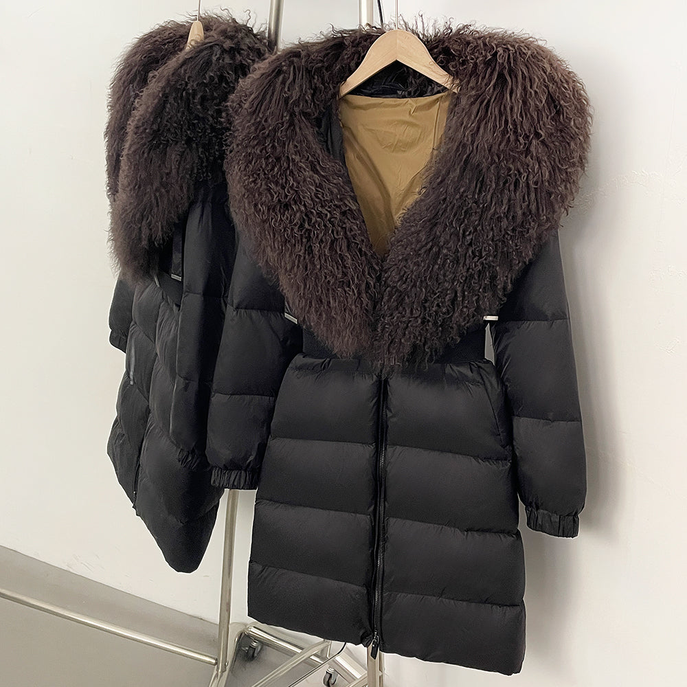 OFTBUY Warm Long Puffer Jacket Female New Winter Clothes Women Fashion Luxury Duck Down Coat with Real Mongolia Sheep Fur Collar