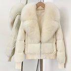 OFTBUY Zipper Luxury Warm Winter New Women's Puffer Jacket with Real Fox Fur Collar Fashion Outerwear Duck Down Coat Female