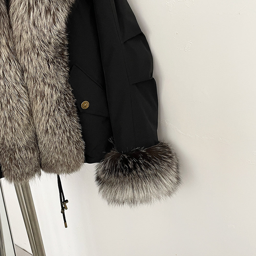 OFTBUY Fashion Warm White Duck Down Real Fur Top Clothes Female Big Natural Fox Fur Collar Coat New Autumn Winter Jacket Women