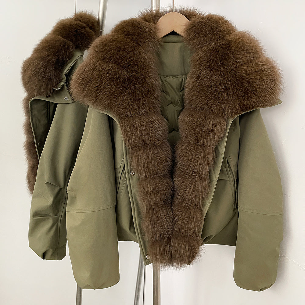 OFTBUY Women's Dcuk Down Coat with Big Real Fox Fur Collar New Winter Warm Thickened Clothing Female Natural Fur Puffer Jacket