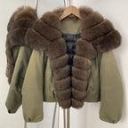 OFTBUY Short Thickened Warm Natural Fur Collar Down Coat Female Winter Long Sleeve Top Clothes Women Luxury Puffer Jacket