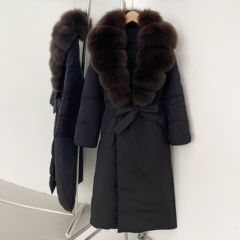 OFTBUY Real Fox Fur Collar Fluffy Puffer Jacket Female New Long Winter Down Clothing Women Thickened Warm White Duck Down Coat
