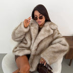 OFTBUY Winter Clothes Female Ins Hot Fashion Girls Oversized Gradient Fur Coat Women Thick Warm Outerwear Fluffy Faux Fox Fur Jacket