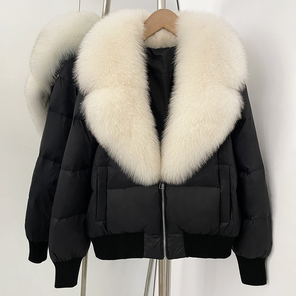 OFTBUY Zipper Luxury Warm Winter New Women's Puffer Jacket with Real Fox Fur Collar Fashion Outerwear Duck Down Coat Female