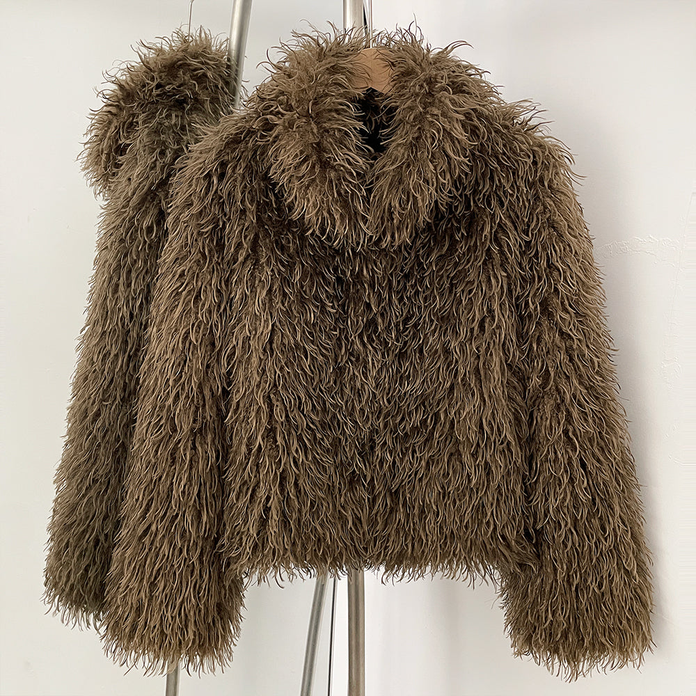 OFTBUY Wholesale Faux Fur Coat Female Artificial Mongolian Sheep Fur Fluffy Jacket Women New Winter Thickened Warm Outerwear Lady