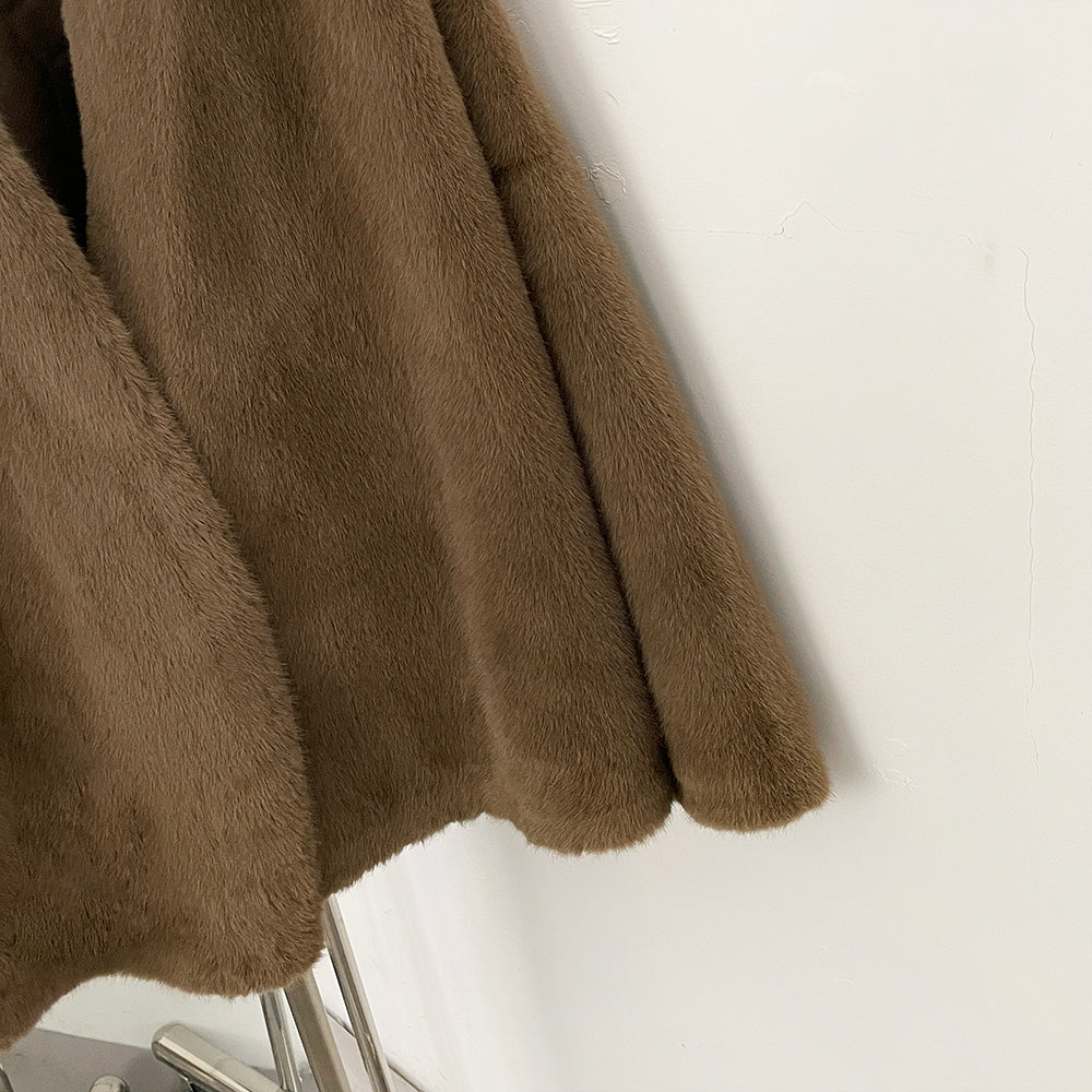 OFTBUY New Autumn Winter Loose Top Clothes Women Fahsion Thickened Warm Faux Fur Coat Female Long Sleeves Fluffy Artificial Fur Jacket